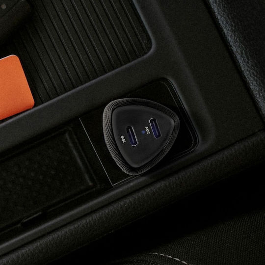 Forcell Автомобилен Заряден Устройство 40W Бързо Зареждане с 2x USB-C Порта Черен Цвят