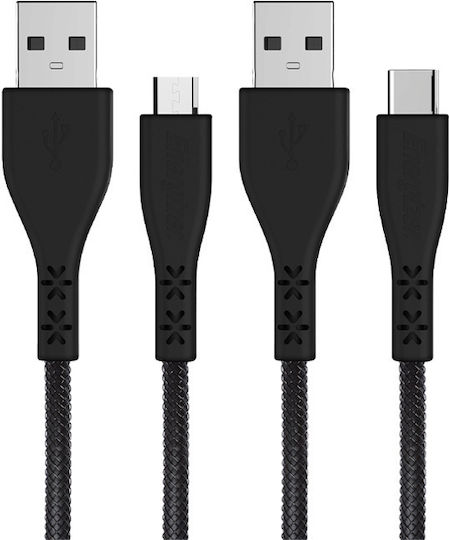 Energizer Auto-Ladegerät 12W 2.4A mit Anschlüssen: 2xUSB mit Kabel Mikro-USB Schwarz Farbe