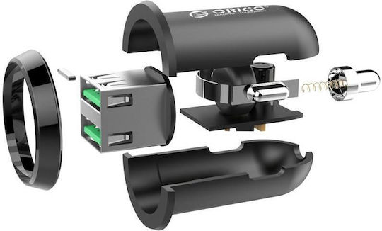 Orico Încărcător Auto Cu Mufă De Brichetă 17W 2.4A Cu Porturi 2xUSB-A Culoare Neagră