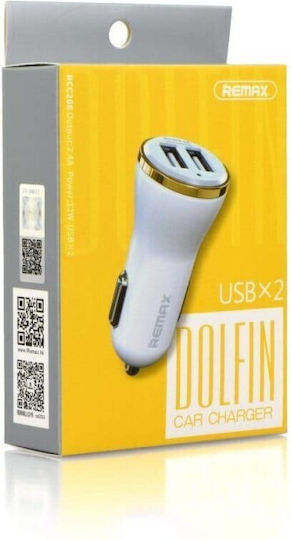 Remax Încărcător Auto 2.4A cu Porturi: 2xUSB Aur Culoare