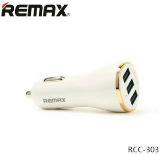 Remax Încărcător Auto 2.4A cu Porturi: 2xUSB Aur Culoare