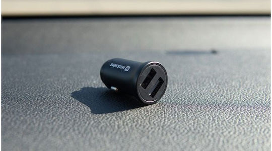 Swissten Φορτιστής Αυτοκινήτου 4.8A με Θύρες: 2xUSB Μαύρο Χρώμα