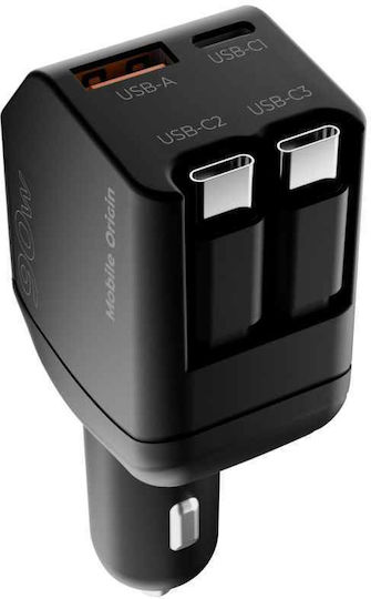 Mobile Origin 90w Car Charger Ca22 Usb-c + Usb-a 2x Usb-c Cable Mo-90cch-ca22