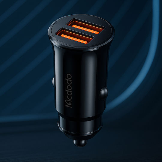 Mcdodo Car Charger 12W 2A with Ports: 2xUSB Black Color