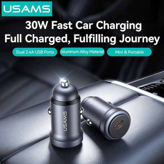Usams Auto-Ladegerät 30W Schnellladung mit einem Anschluss: 1xType-C