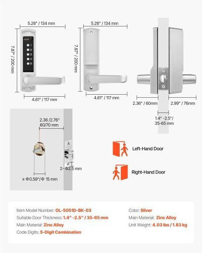 Vevor Electronic Lock in Silver Colour