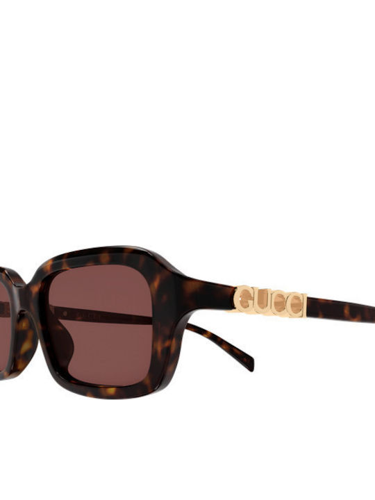 Gucci Damen Sonnenbrille mit Braun Schildkröte Gestell und Lila Linse GG2152S 002