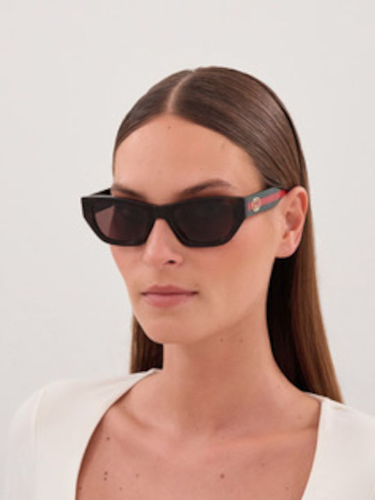 Gucci Women's Sunglasses with Brown Horn-Rimmed Frame and Brown Lens GG2116S 002