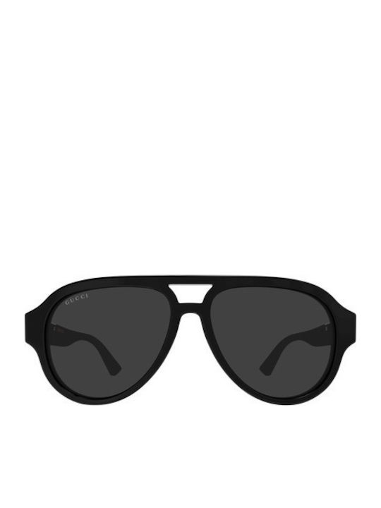 Gucci Men's Sunglasses with Black Horn-Rimmed Frame and Gray Lenses GG2088S 001