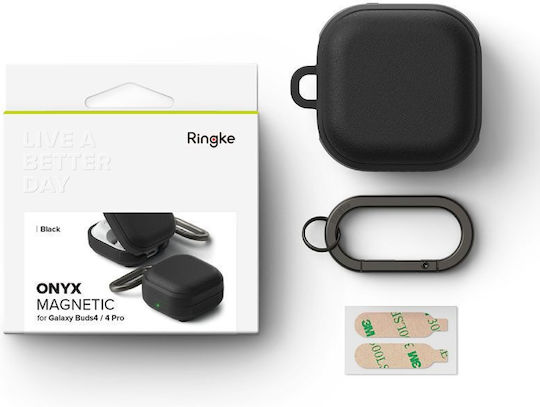Ringke Onyx Θήκη Σιλικόνης με Γάντζο σε Μαύρο χρώμα για Galaxy Buds4 / 4 Pro