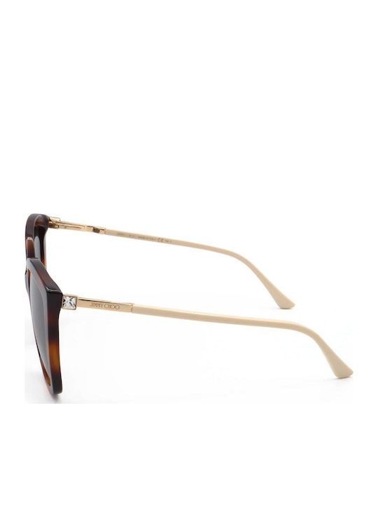 Jimmy Choo Women's Sunglasses with Brown Tartaruga Horn-Rimmed Frame and Gradient Lens NAT/S 086/HA