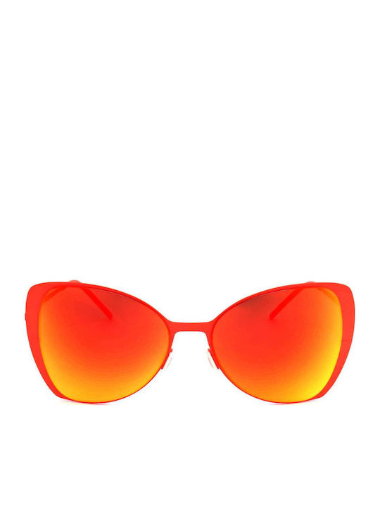 Italia Independent Women's Sunglasses with Red Metal Frame and Yellow Lens 0204.055.000