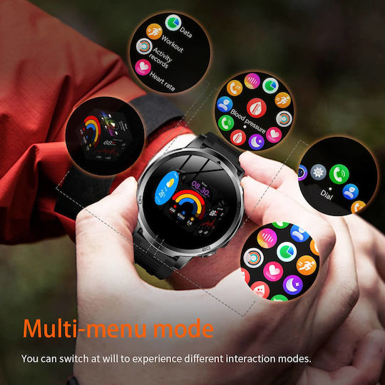 Microwear AK95 Smartwatch mit Herzfrequenzsensor (Schwarz Stahl)