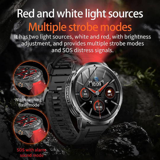 Microwear AK95 Smartwatch mit Herzfrequenzsensor (Schwarz Stahl)