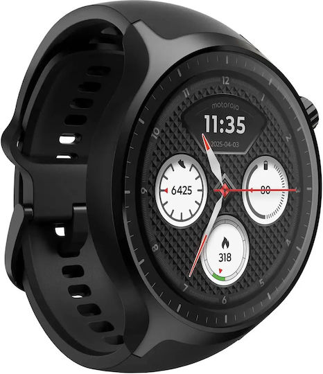 Motorola Moto Watch Aluminum 47mm with Heart Rate Monitor Matte Black with PANTONE Volcanic Ash Band