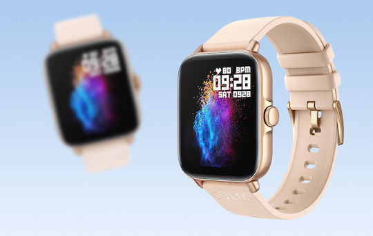 Colmi P28 Plus Aluminium Smartwatch με Παλμογράφο (Χρυσό)