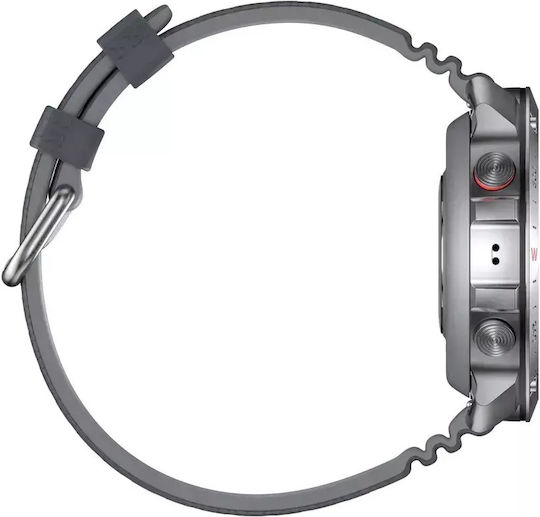 Polar Grit X2 Pro Stainless Steel 49mm Αδιάβροχο Smartwatch με Παλμογράφο (S/L Grey Silicone Strap)