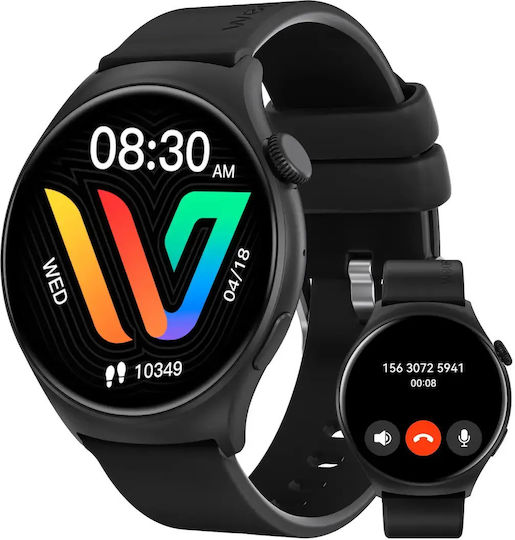 Weofly Curve 46mm Smartwatch με Παλμογράφο (Μαύρο)