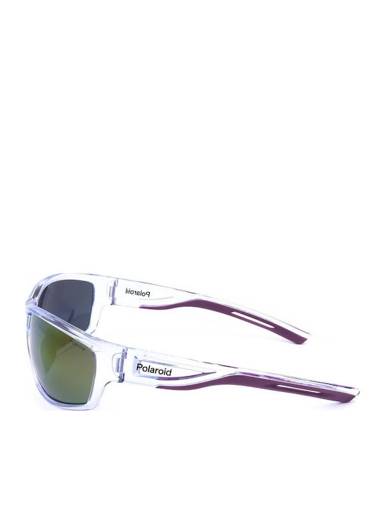 Polaroid Men's Sunglasses with Transparent Acetate Frame and Purple Polarized Mirrored Lenses PLD 7029/S 141/AI