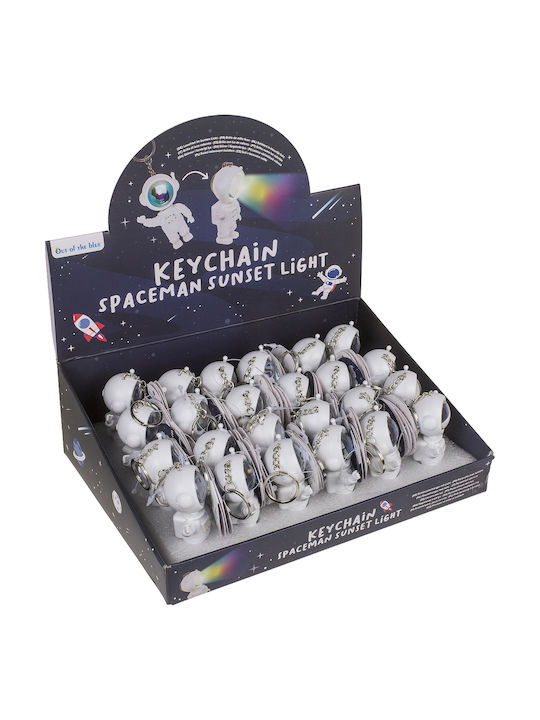 Breloc Astronaut Lumină cu Baterie Alb Plastic Metal