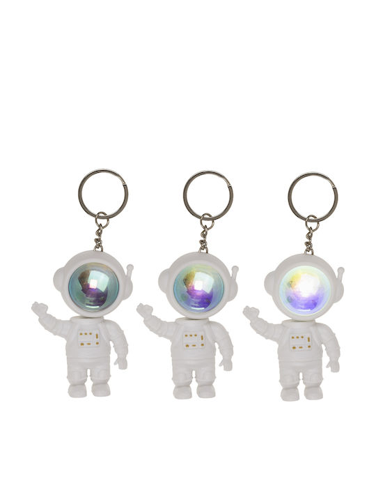 Breloc Astronaut Lumină cu Baterie Alb Plastic Metal