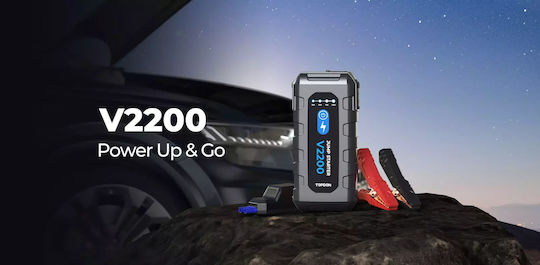 Topdon V2200 Φορητός Εκκινητής Μπαταρίας Αυτοκινήτου με Power Bank / USB / Φακό