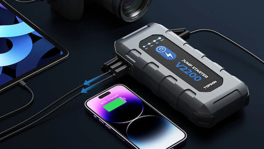 Topdon V2200 Φορητός Εκκινητής Μπαταρίας Αυτοκινήτου με Power Bank / USB / Φακό
