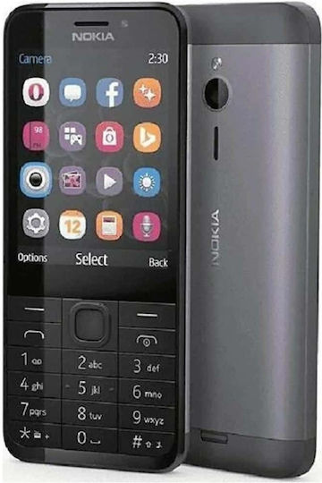 Nokia 230 Dual SIM Κινητό με Κουμπιά (EU) Dark Silver