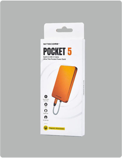 NiteCore Pocket 5 MagSafe Power Bank 5000mAh 22.5W Orange