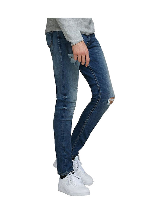 Men's Jeans Pants Elastic with Slim Tapered Fit Blue