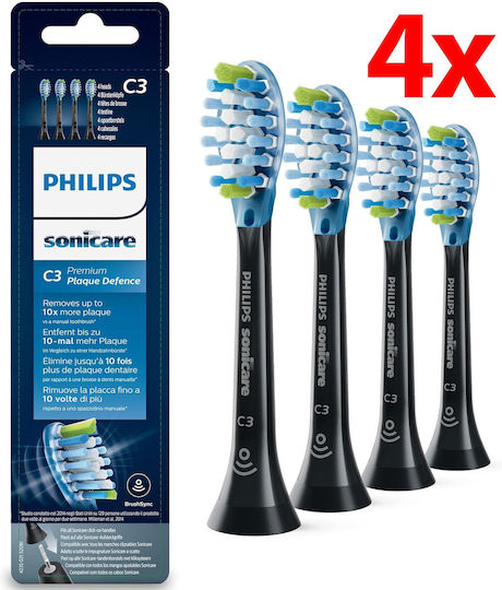 Philips Sonicare C3 Premium Plaque Defence Electric Toothbrush Replacement Heads for Standard Black HX9044/33 4pcs