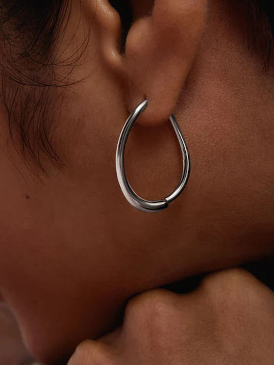 Kritsimis Silver Hoop Earrings with Stones