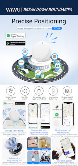 Wiwu iTag Apple Find My & Google Find Hub Weiß Wiederaufladbare Batterie