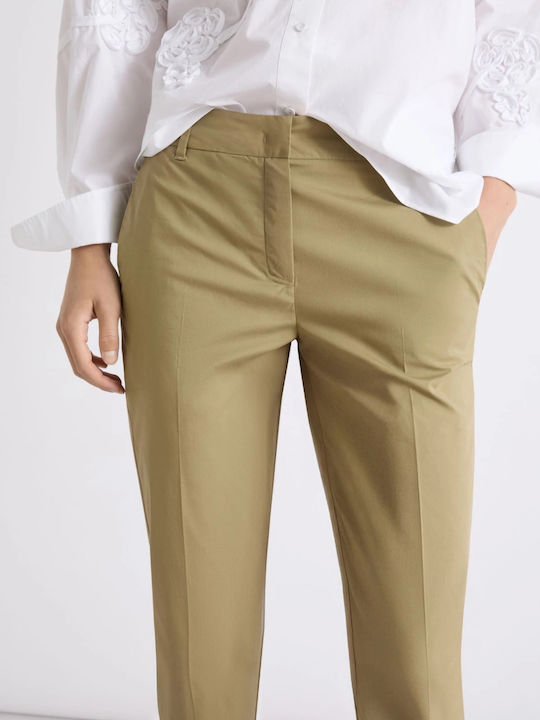 Women's Fabric Khaki Trousers