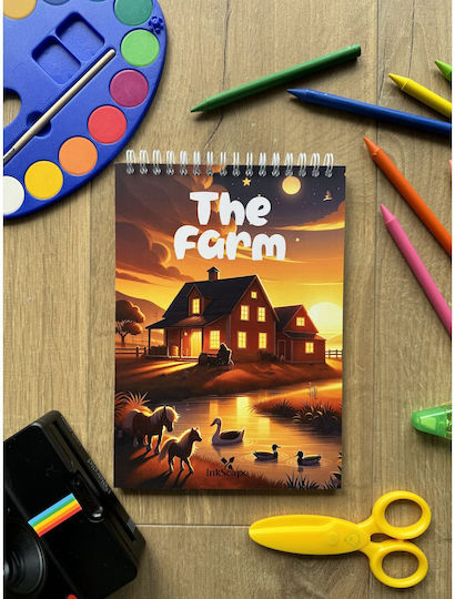 Carte De Colorat Desene Animale De Fermă Pentru Copii 40 Pagini Format A5 Cu Spirală Fermă