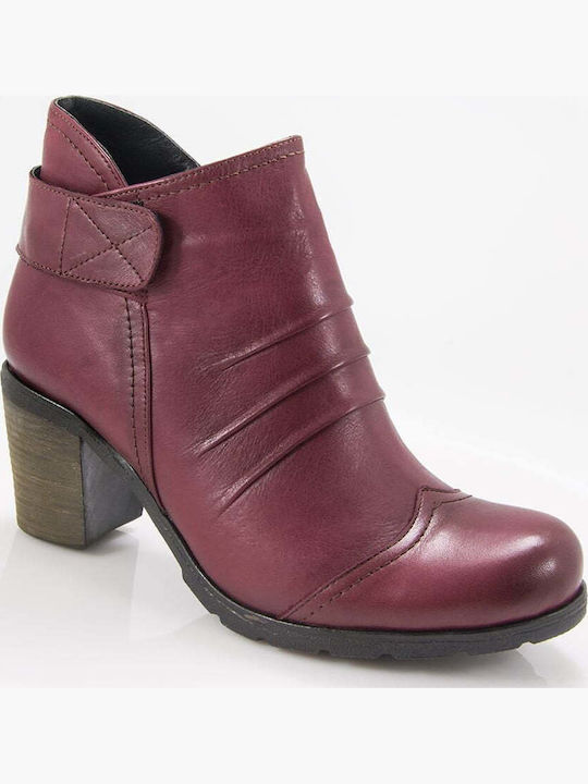 Leder Damen Stiefeletten Burgundisch