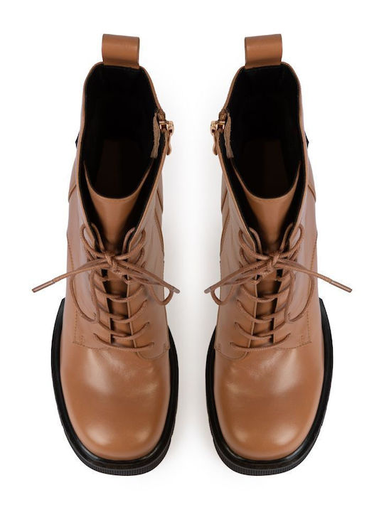 Leather Women's Ankle Boots Beige