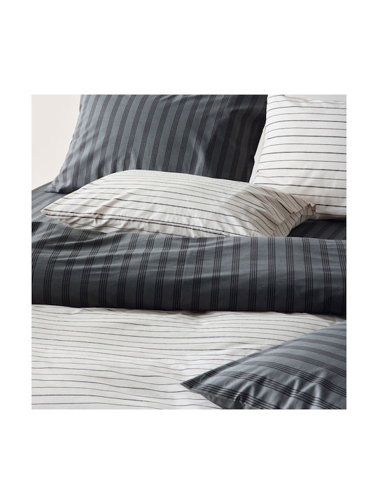 Kentia Arlo 24a Σετ Μαξιλαροθήκες με Φάσα Grey-blue 50x70εκ.