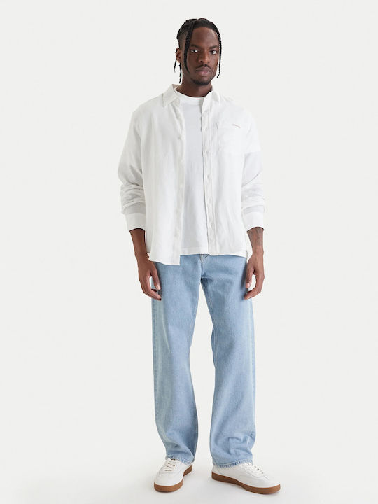 Long Sleeve Linen Shirt White