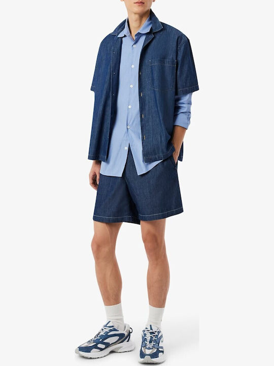 Μακρυμάνικo Πουκάμισο σε Στενή Γραμμή Ριγέ Lightblue