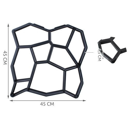 Matriță Pentru Pardoseli Din Beton Zola Model Neregulat Reutilizabil Din Plastic 45 X 45 X 4.5 Cm Negru