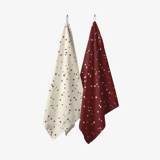 Set Prosoape De Bucătărie Christmas Bumbac Stele 2 Bucăți Pgst0066