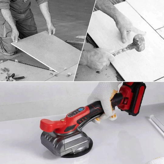 Ventuză Vibrantă Pentru Plăci Ceramice Zola 5 Niveluri de Aspirație 80 Kg Putere de Aspirație 2 Baterii 21 V Diametru 130 Mm Mănuși 4 Răzuitoare Cutie de Depozitare