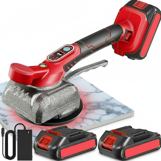 Ventuză Vibrantă Pentru Plăci Ceramice Zola 5 Niveluri de Aspirație 80 Kg Putere de Aspirație 2 Baterii 21 V Diametru 130 Mm Mănuși 4 Răzuitoare Cutie de Depozitare
