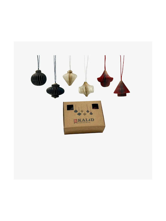Set Christmas Tree Ornaments Recyclable Paper 6 Pieces Pghd0076