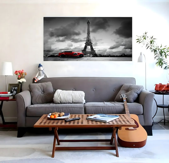 Xxl Mozaic Diamant Gobelin Zola Turnul Eiffel Peisaj Mașină Vintage Roșie 120 X 60 Cm