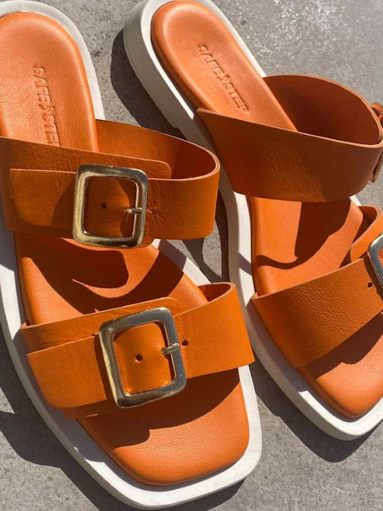 Leather Women's Flat Sandals Purple
