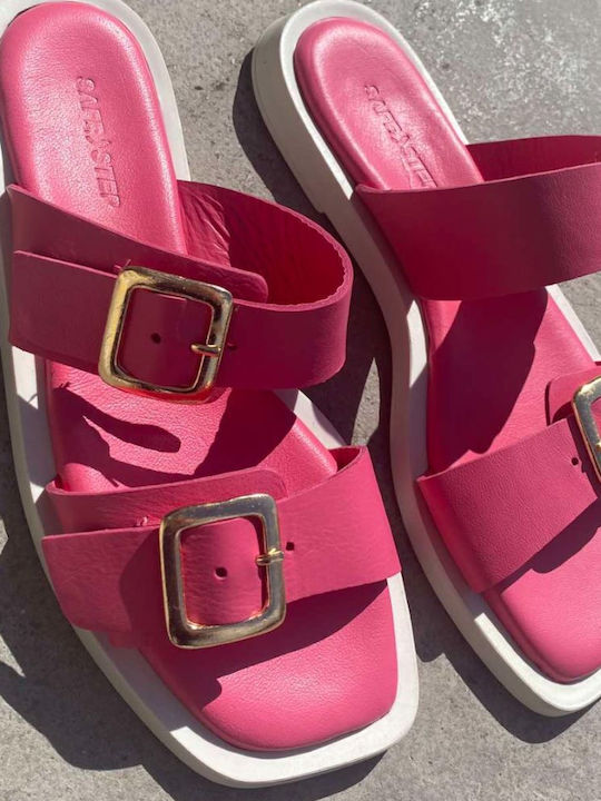 Leather Women's Flat Sandals Purple