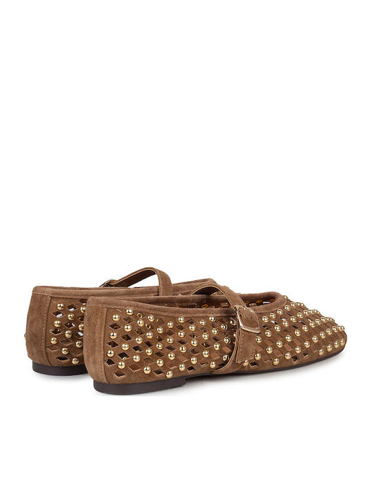 Women's Ballerina Shoes In Tabac Brown Colour