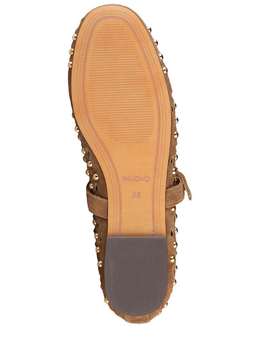 Women's Ballerina Shoes In Tabac Brown Colour